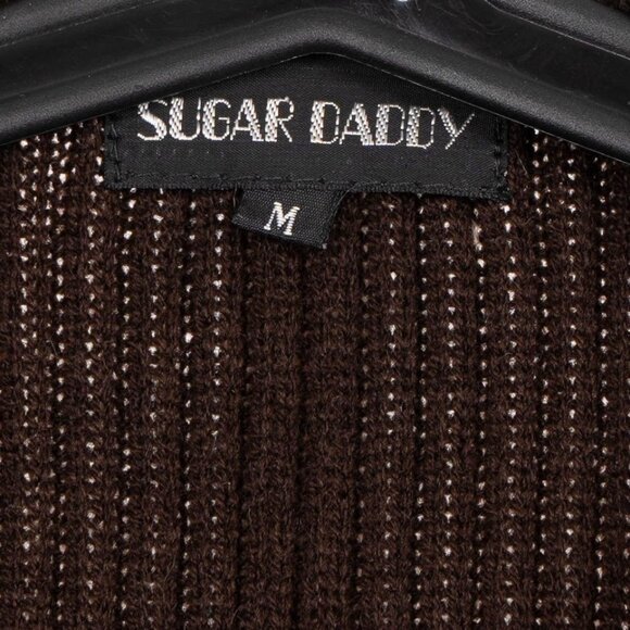 VTG Cowhide Leather Vest M Mens 90s Brown Suede Buttons Pocket Sweater Knit Back - Picture 4 of 5